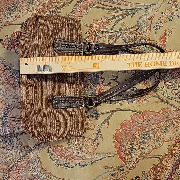 Fossil Bag Genuine Classic 1954 Vintage Bag Small Woven Brown Leather Trim - Picture 12 of 15